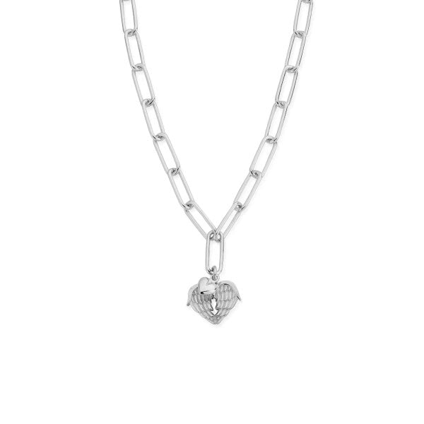 Chlobo Link Chain Faith and Love Necklace Silver