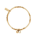 Chlobo Mini Noodle Cube Double Heart Bracelet Gold