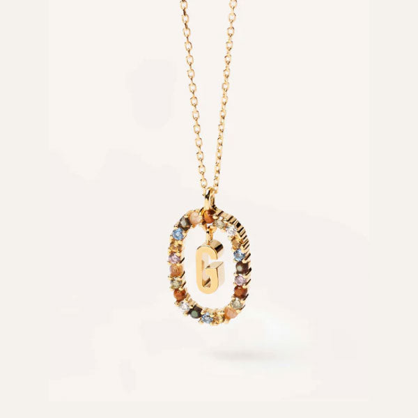 PDPAOLA YG Gemstone Letter Necklace