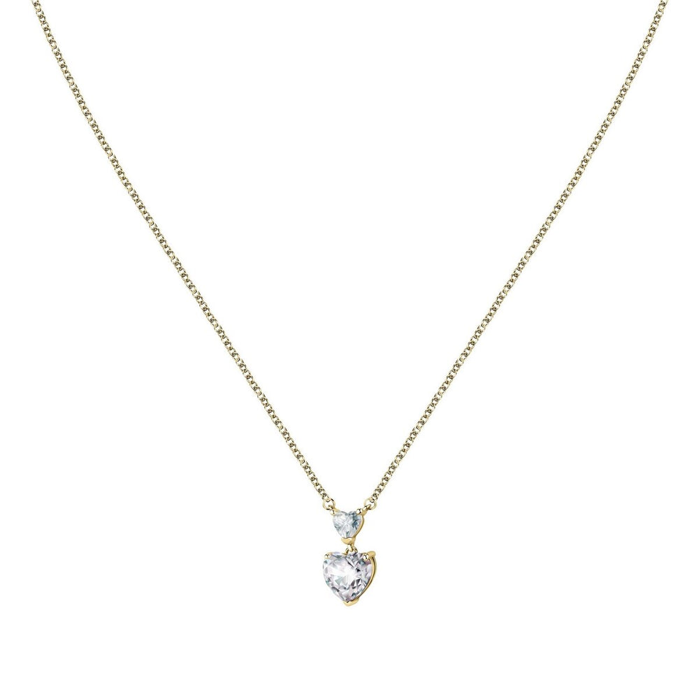 Chiara Ferragni White Diamond Double Heart Necklace Gold