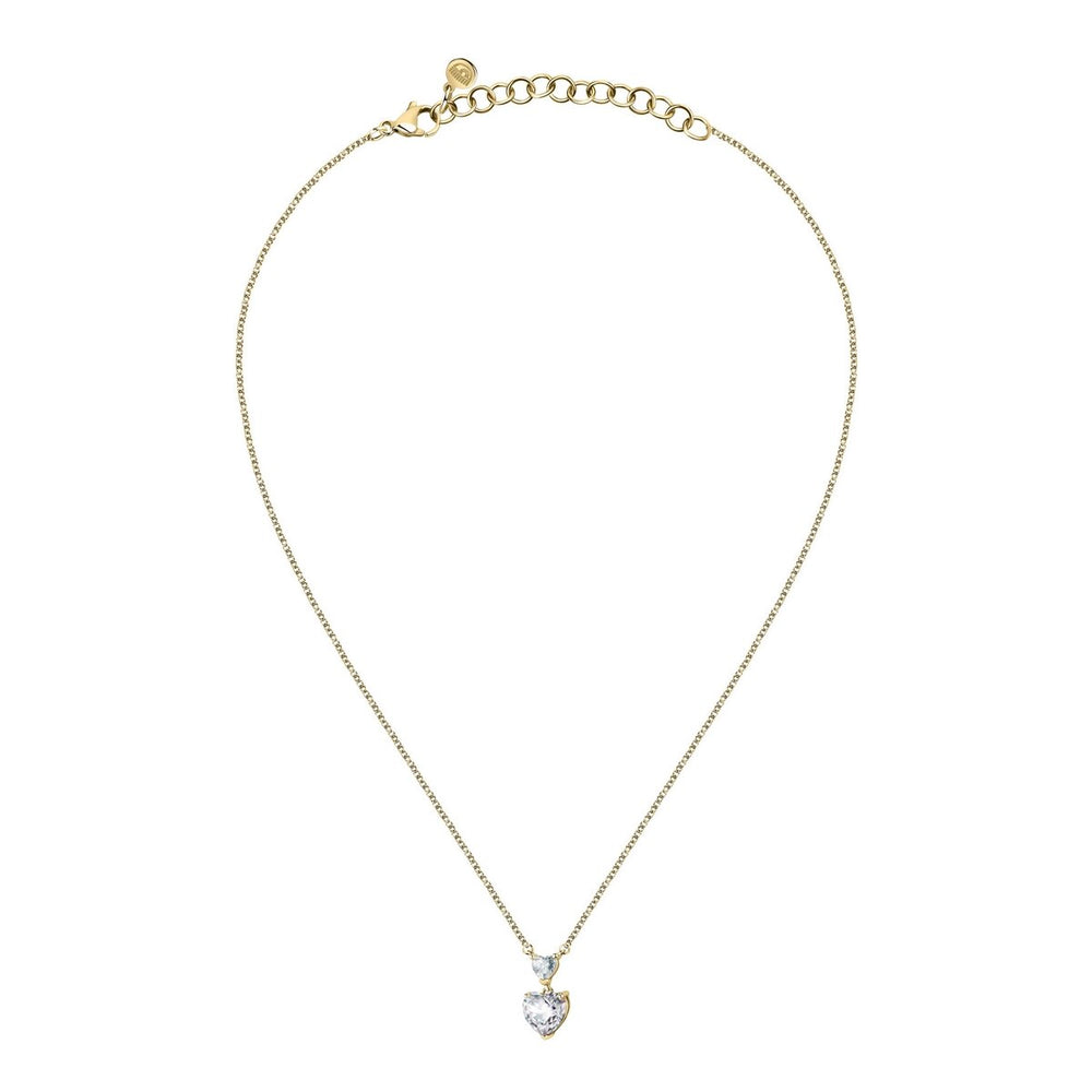 Chiara Ferragni White Diamond Double Heart Necklace Gold