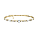 Chiara Ferragni White Diamond Heart Tennis Bracelet Gold