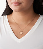 Fossil Scalloped Rose Gold Tone Disc Necklace