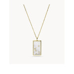 Fossil Georgia Lunar Nights White Mother-of-Pearl Rectangular Pendant Necklace