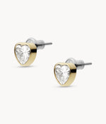 Fossil Sutton Valentine Heart Gold-Tone Stud Earrings