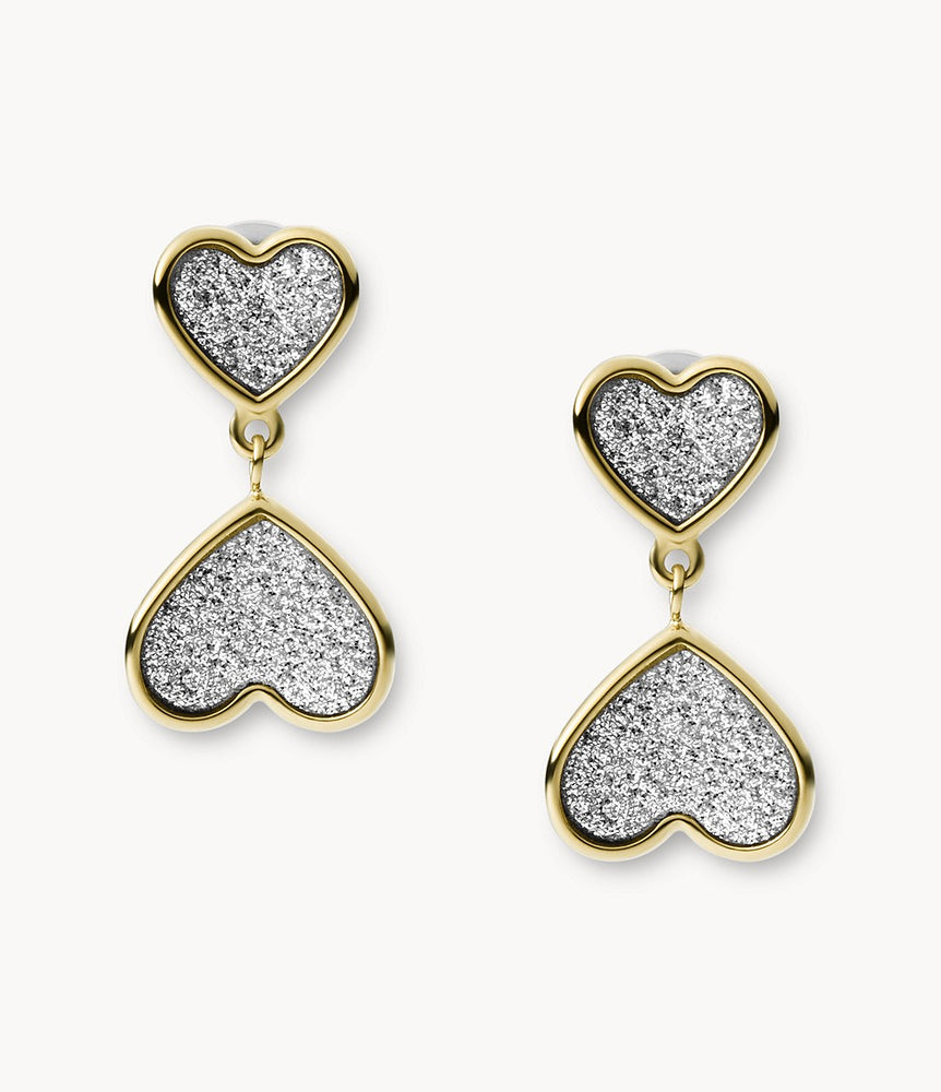 Fossil Sutton Classic Valentine Gold-Tone Heart Stud Earrings