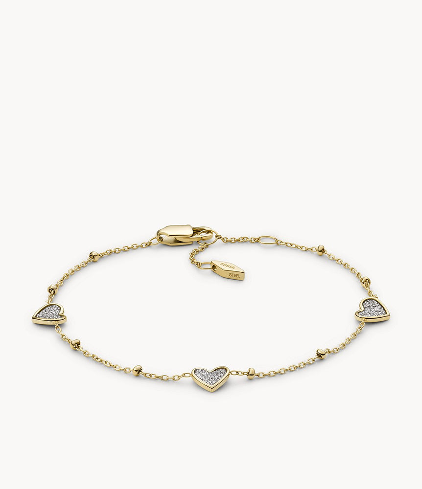 Fossil Sutton Classic Valentine Gold Tone Heart Bracelet