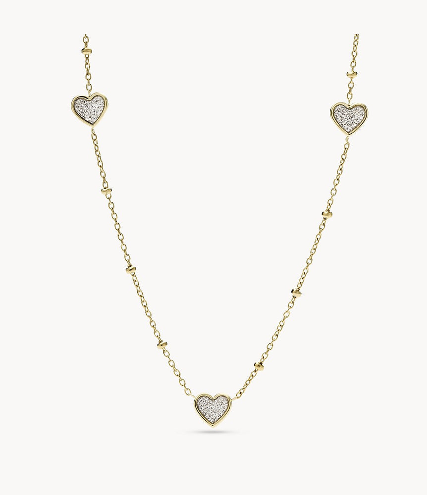Fossil Sutton Classic Valentine Gold Tone Multi Heart Necklace