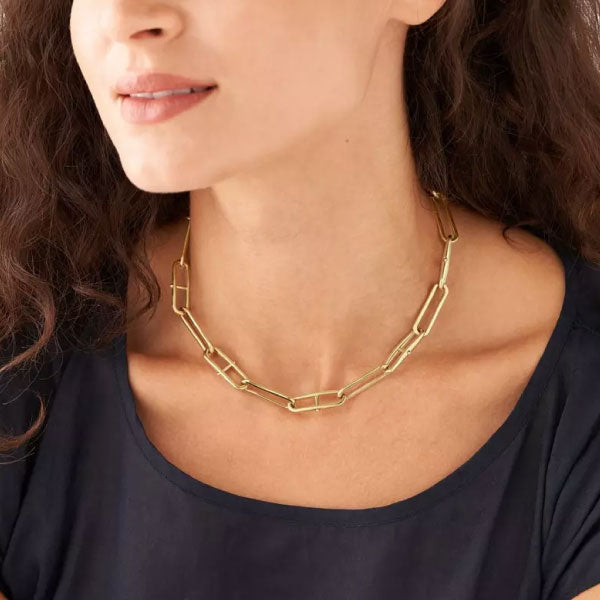 Fossil Heritage Link Chain Necklace Gold