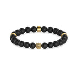 GUESS Men's Black Beaded Lion Bracelet