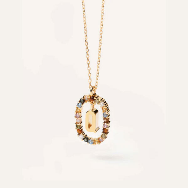 PDPAOLA YG Gemstone Letter Necklace