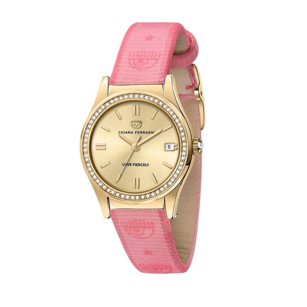 Chiara Ferragni Contemporary Pink Fabric Logo Strap Watch