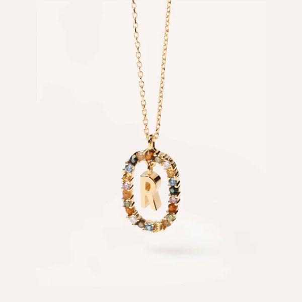 PDPAOLA YG Gemstone Letter Necklace