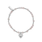 Chlobo Glowing Beauty Rose Quartz Bracelet Silver