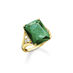 Thomas Sabo Cocktail Ring with Emerald Green Stone Gold
