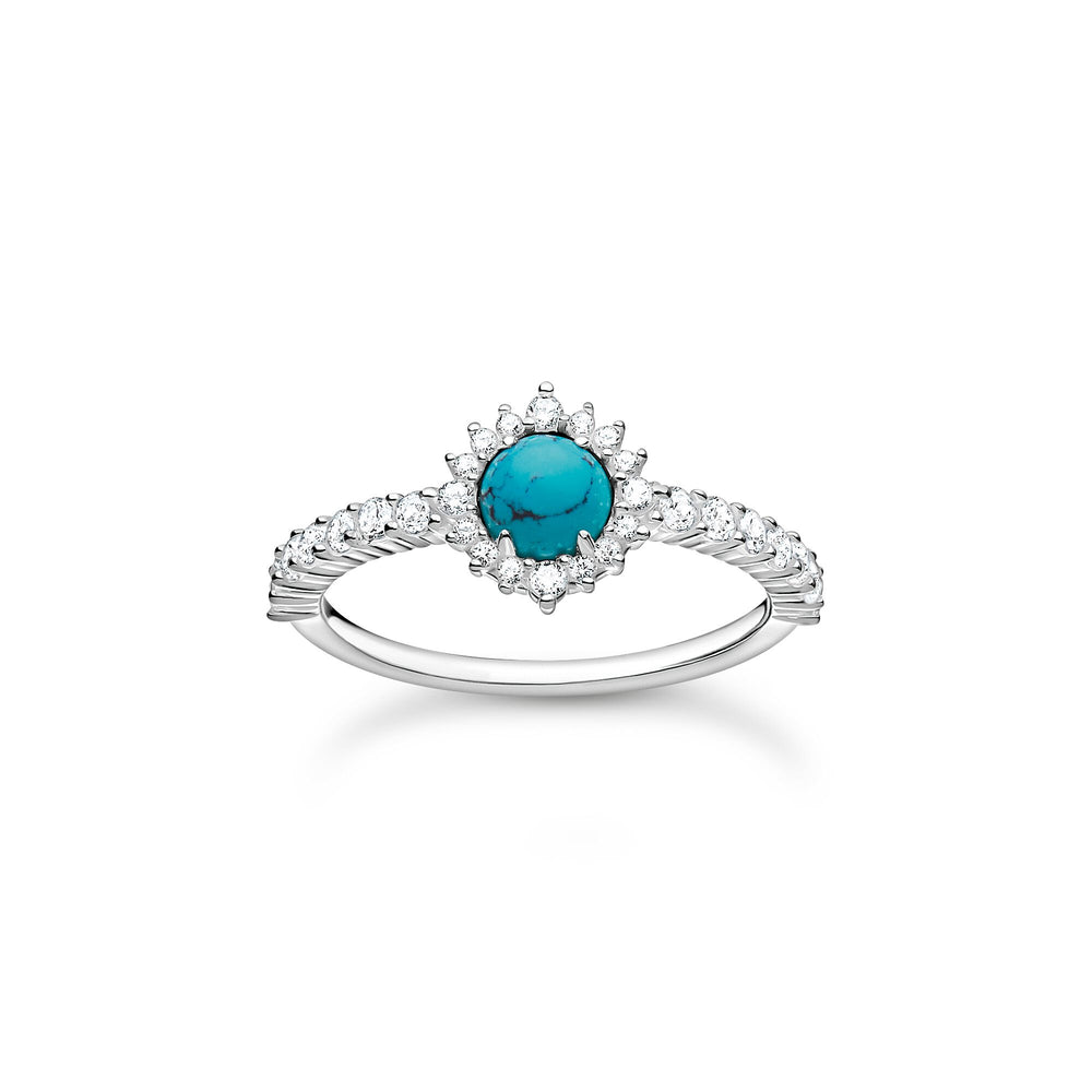 Turquoise Stone with White Stones Ring