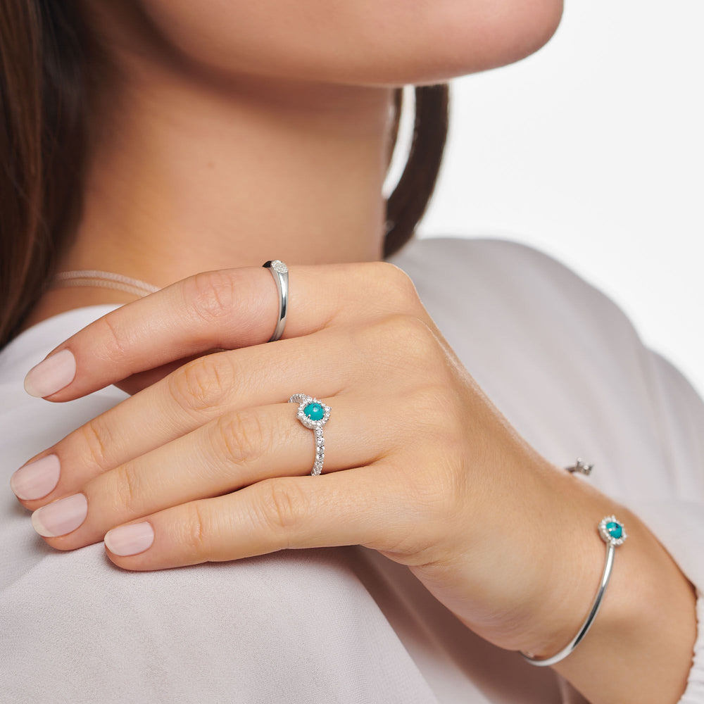 Turquoise Stone with White Stones Ring