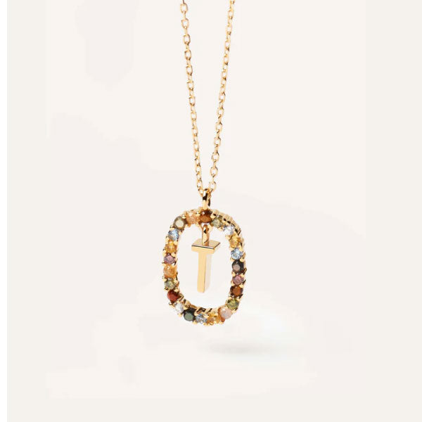 PDPAOLA YG Gemstone Letter Necklace