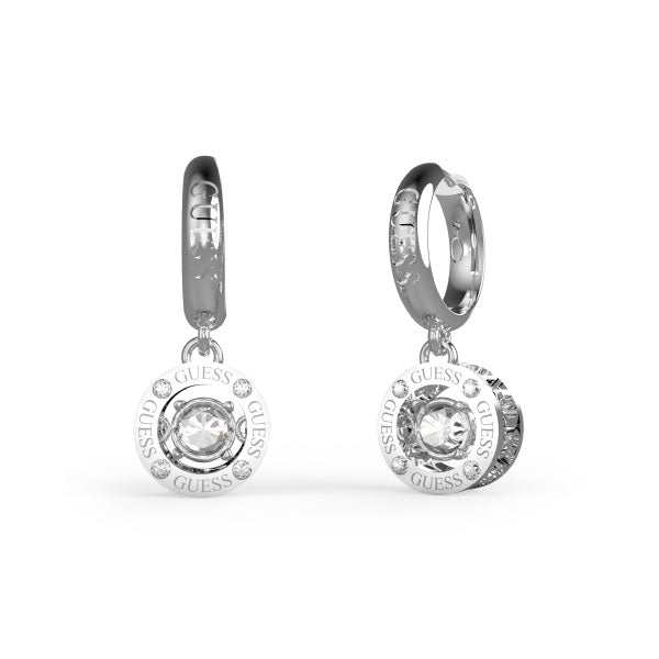 Guess Solitaire Silver Drop Hoops