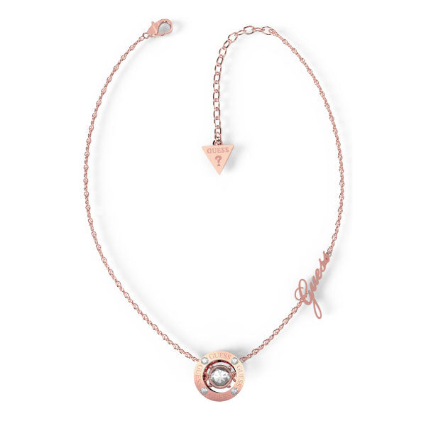 Guess Solitaire Rose Gold & Crystal Necklace