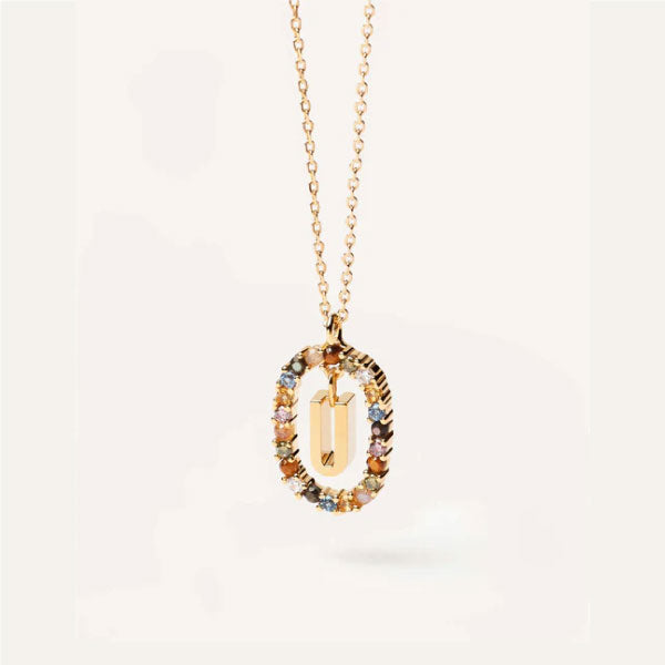 PDPAOLA YG Gemstone Letter Necklace