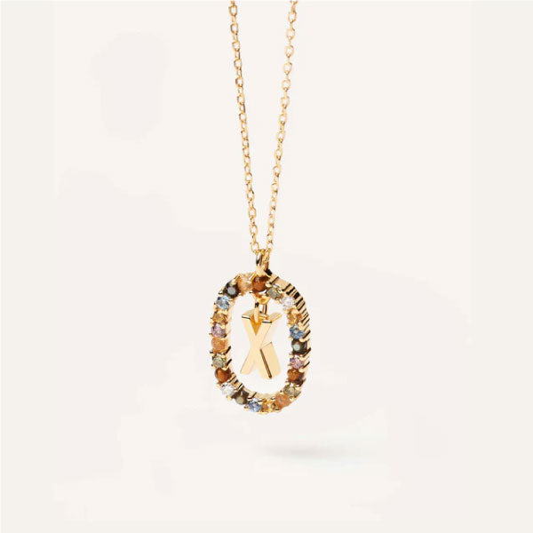 PDPAOLA YG Gemstone Letter Necklace