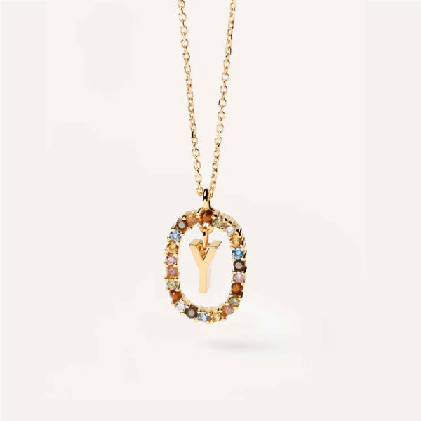 PDPAOLA YG Gemstone Letter Necklace