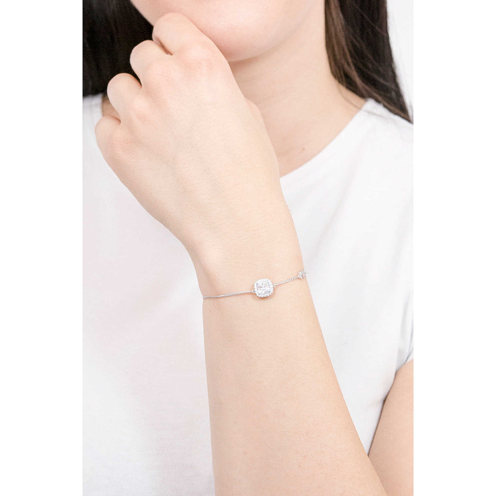Michael Kors Cubic Zirconia Logo Slider Bracelet Silver