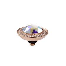 Qudo Tondo Deluxe 13mm Crystal Aurora Boreale Rose Gold Topper