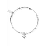 Mini Noodle Heart in Heart Bracelet Silver