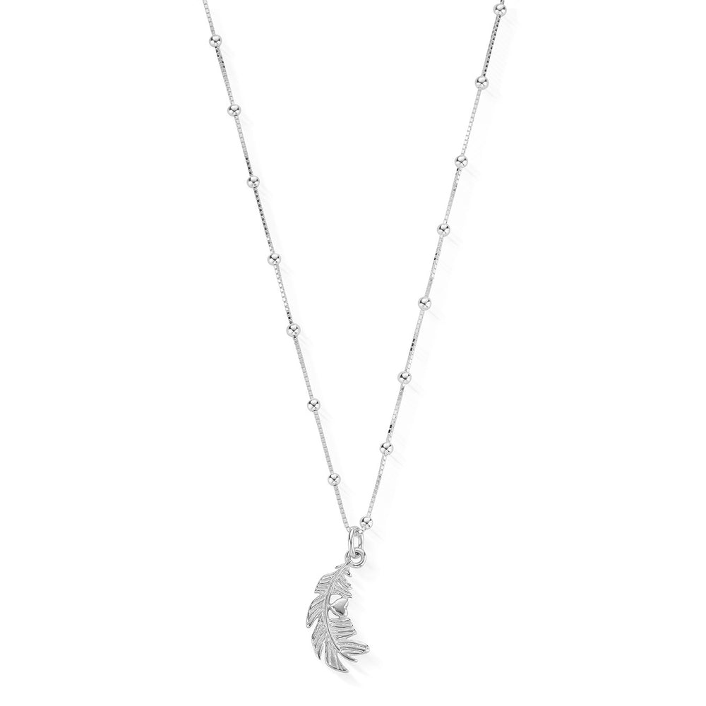 Heart in Feather Necklace Silver